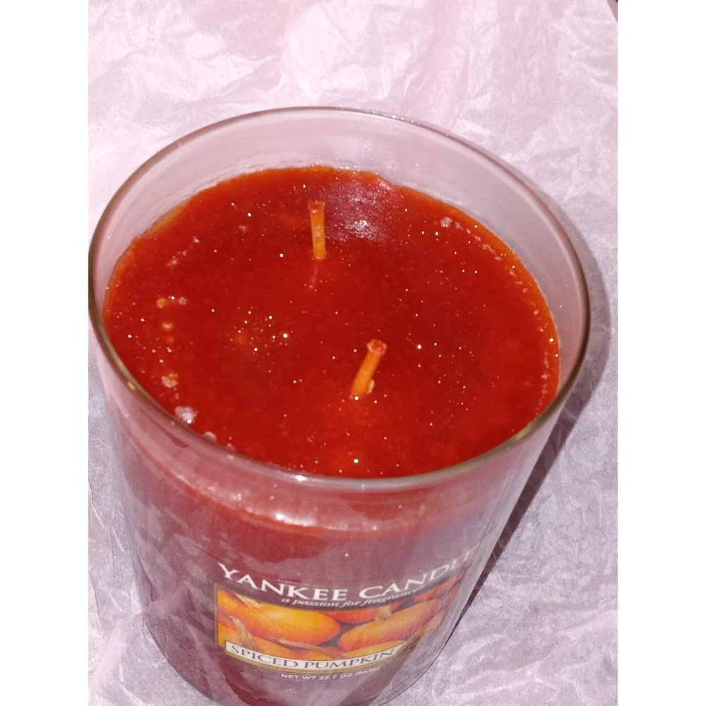 Yankee Candle Spiced Pumpkin 22oz Large Jar Candle Rustic Harvest Halloween Fall